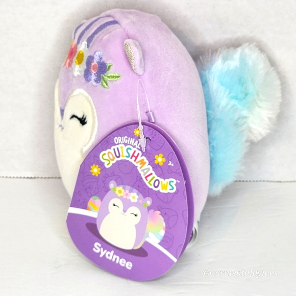 🐣 SYDNEE 🐿 Purple Squirell wFloral Crown Easter 2024 Original Squishmallow NWT - Picture 2 of 8